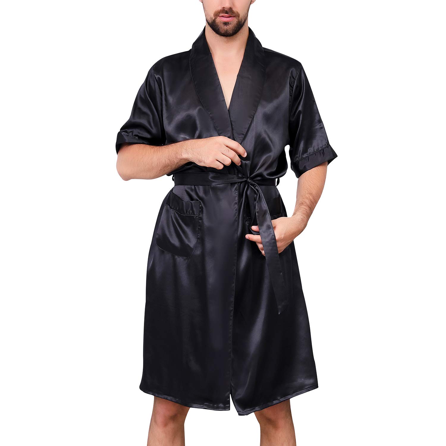mens satin kimono robe