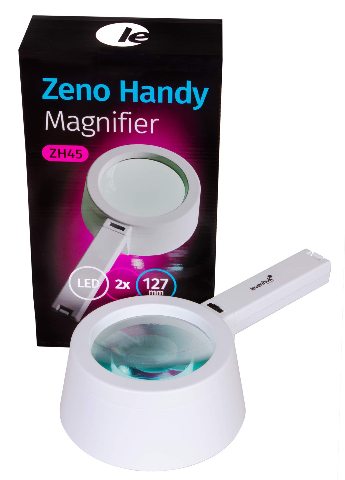 Levenhuk Zeno Handy ZH45 Lightweight Handheld 2x Magnifier with Light and Large 5 in (127 mm) Lens