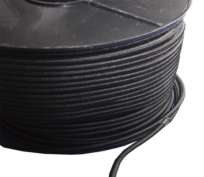 5 Meters, 6mm BLACK ELASTIC BUNGEE ROPE SHOCK CORD TIE DOWN HEAVY DUTY