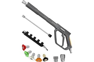 ​LidoDola 5000 PSI Pressure Washer Gun with Swivel - High Power Washer Gun with 3/8" Male Plug, 5 Nozzle Tips,Features 3 Selectable Lengths,Ergonomic Grip for Car/Driveway/Industrial Cleaning​