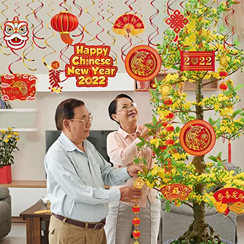 30 Pieces Happy Chinese New Year 2022 Hanging Swirls Decorations