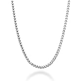 Miabella Italian Solid 925 Sterling Silver 2mm Franco Square Box Link Chain Necklace for Men Women Made in Italy