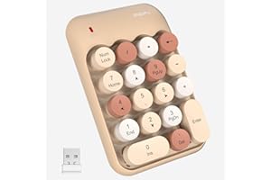 MOFII Wireless Number Pads - MilkTea Numeric Keypad 18 Keys USB 2.4G Round Keycap Colorful Extensions Keypads, Financial Acco