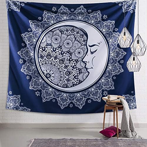INTHouse Moon Mandala Tapestry Indian Bohemian Hippy Mandala Tapestry Dorm Decor Wall Hangings for Bedroom Living Room