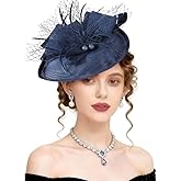 AQOKKA Women Fascinators Hats Flower Mesh Feathers with Headband and Clip Tea Party Headwear for Girls and Women