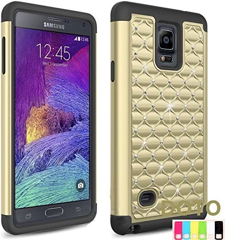 Galaxy Note 4 Case,Note 4 CaseHOT[Bling Series]Hybrid Armor [Dual Layer] Anti-Scratch Studded Rhinestone Crystal Bling Case Cover for Samsung Galaxy Note 4 (Gold/Black)
