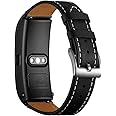 AISPORTS 18mm Quick Release Leather Watch Band for Huawei Talkband B5, Huawei Watch, Withings Activite, Nokia, Fossil, LG, Asus Smart Watch Replacement Band Mens Womens Wrist Band Bracelet, Black