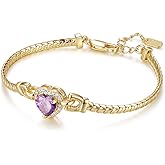 MEIITRUE Heart Bracelets for Women 14K Gold/White Gold Plated Love Bracelet Trendy Dainty Cubic Zirconia Charm Bracelet Snake Chain Jewelry Gifts for Her