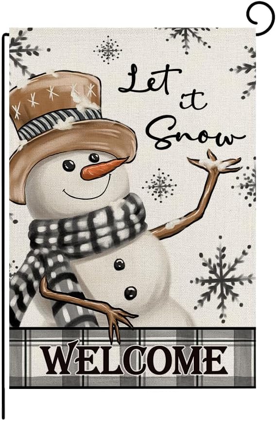 Flags - wyooxoo Christmas Garden Flag 12x18 Inch Double Sided Outside Snowman Christmas Decoration Farmhouse Seasonal Holiday Yard Flag (Color A)
