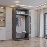 SLIDING WARDROBE 4U Double Mirror Sliding Door Wardrobe Grey 90cm view 3