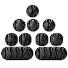 Bukey Cable Clips - Self-Adhesive Desk Cable Organizer, Durable Cord Management, Wire Holder, Wire Management System, Pack of 10, Black