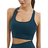 Sogetdo Women Strappy Sports Bras Padded Racerback Criss Cross Back Square Neck Workout Gym Yoga Tank Top