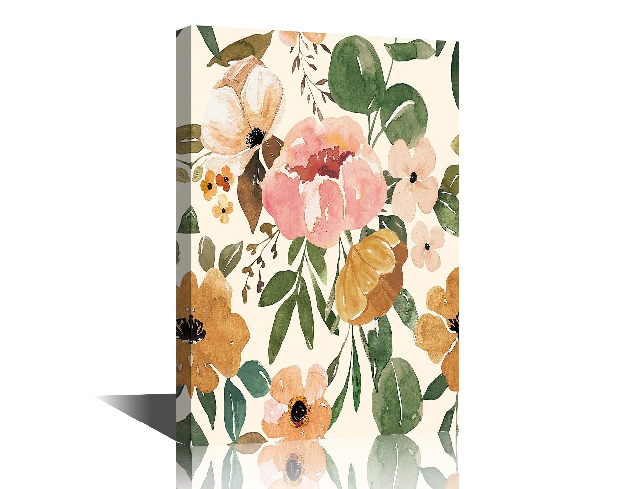 TISHIRON Bedroom Wall Decor Flowers Canvas Prints Framed Art Paintings for Peony Bathroom Living Room Vintage Decor Crafts (24x16in)