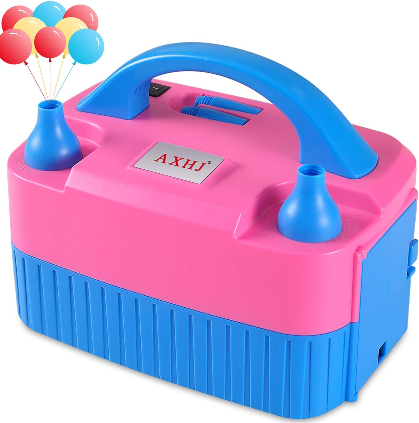 AXHJ Portable Balloon Pump Electric, 2020 New Dual Nozzle 110V 600W Air Inflator Blower for Balloon Arch, Balloon Column Stand, Party Balloon Decoration (Pink&Blue, US Standard Plug)
