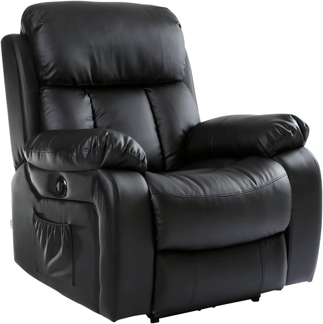 More4homes Tm Chester Electric Heated Massage Recliner Bonded Leather Chair Sofa Gaming Home Armchair Black Amazon Co Uk Kitchen Home