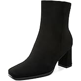 Joseywade Womens Ankle Boots Chunky Heel Boots Ankle Booties Square Toe 3 Inch Side Zip Boots Fall Shoes US Size 5-13