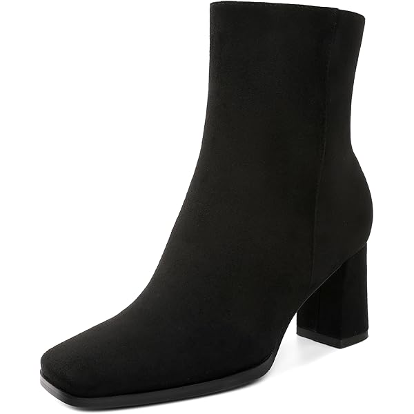 Amazon.com | ZXHYZLZ Womens Black Chunky High Heel Boots - Zip Up