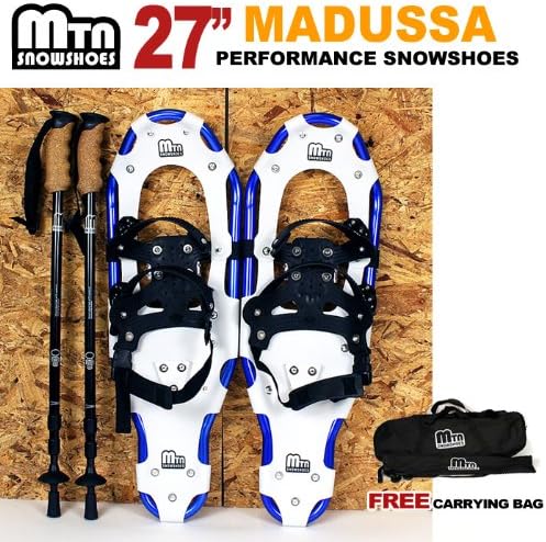 New MTN Man Woman Kid Youth 27" YP Blue WD Snowshoes with Nordic Walking Pole Free Bag snowshoe