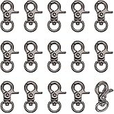 PH PandaHall 16pcs 31x19mm Swivel Clasps Lanyard Snap Hooks Swivel Snap Hooks Metal Keychain Clip Hooks Lobster Claw Clasps for Keychain Key Ring Crafts, Gunmetal