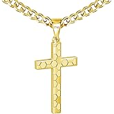 Avotto 316L Stainless Steel Baseball/Football/Soccer Cross Chain Necklace for Men Boys, Silver Gold Black Mens Boys Necklaces 5mm Non-Fading Sturdy Cuban Chain with Cross Pendant 18+2Inch/20+2Inch