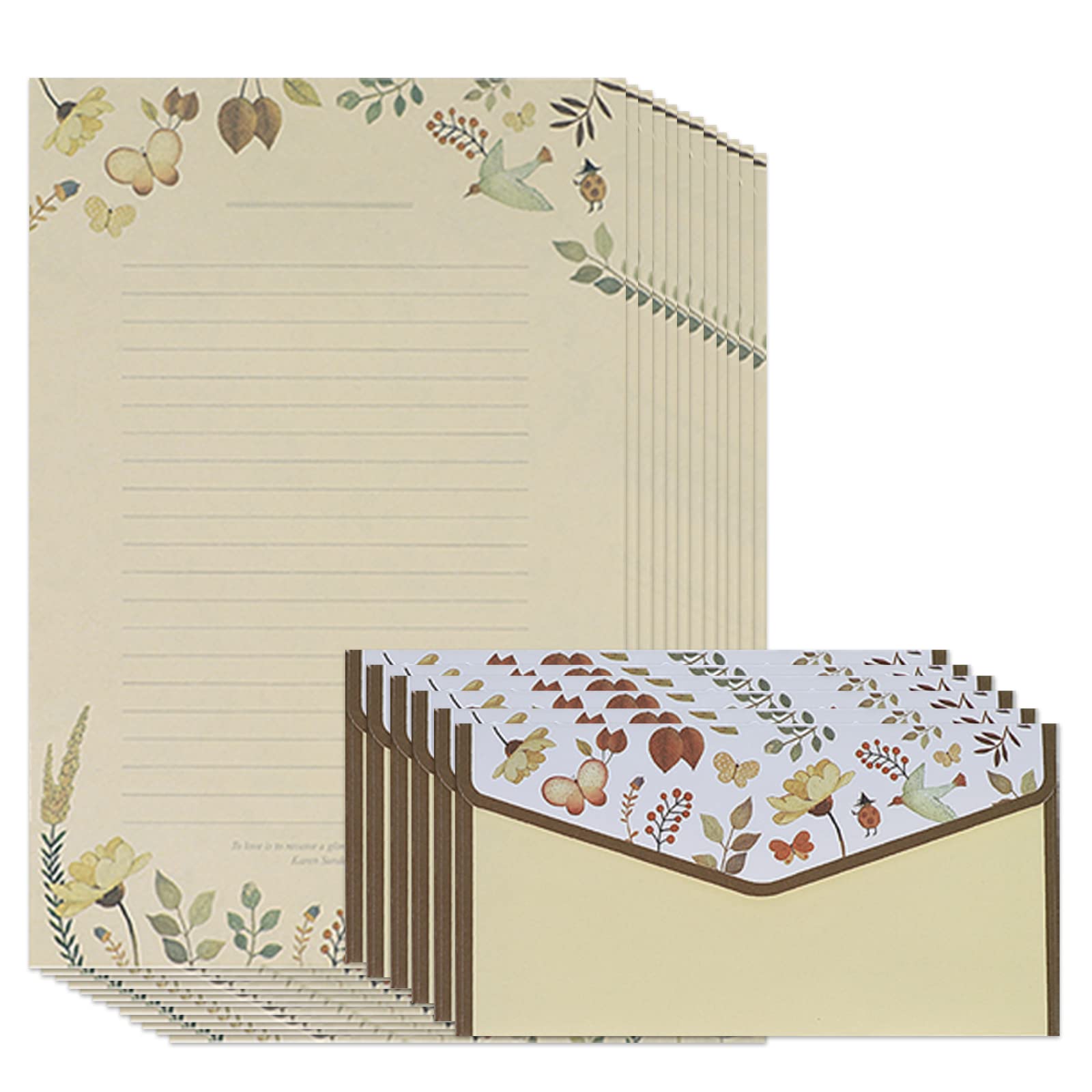 Stationery Paper Envelopes Set Lined 60 Letter Writing Papers and 30 Envelopes Set Flower Printed Letter Writing Paper Stationary A5 for Christmas New Year Birthday Wedding Invitation Gifts Card
