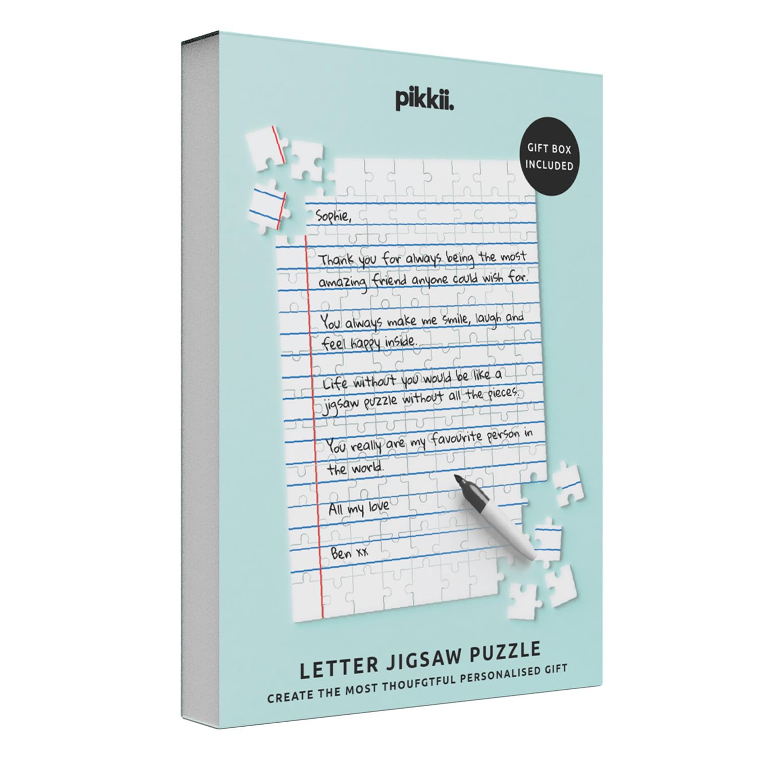 Pikkii Custom Letter Jigsaw Puzzle | DIY Personalised Gift for Him & Gift for Her | Gift Box Included | 81 Piece Puzzle