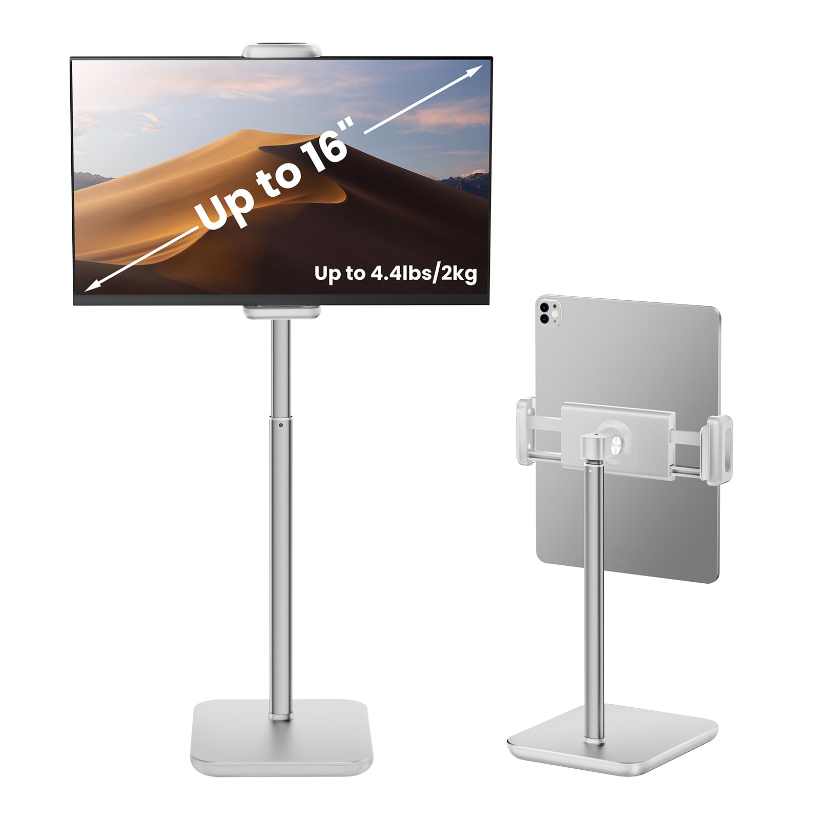 tounee Portable Monitor & Tablet Holder Stand, 4.4lb (2kg) Holding Strength, Height Adjustable Up to 18.11", Ideal for 4.7"-16" Devices (15.6" Portable Monitors, iPad, iPhone, Kindle)-White