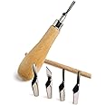 Bastex 5 in 1 Linoleum Cutter Tools. 5 Blade Set for Lino Cutting, Linograph Printmaking Stamp. Great Cutters for Rubber Stamps, DIY Carving, Blocks, Sculpting and More.