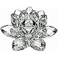 Amlong Crystal 3 inch Clear Crystal Lotus Flower with Gift Box