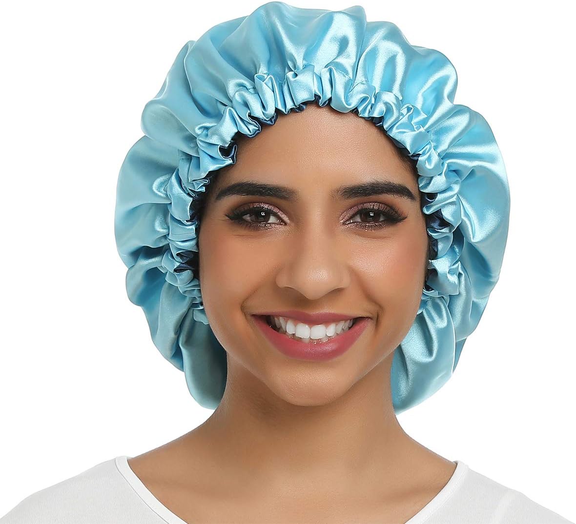 SAYMRE Adjustable Satiny Sleep Cap Hair Bonnet Double Layered Reversible for Women Protective Sleep Hairstyles