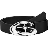 Grevosea Studded Belt Y2K, Black Cool Belt with Star Buckle Double Grommet | Punk Rock Faux Leather Waist Belts for Men Women Gothic 2000s Fashion Accessories for Jeans Pants