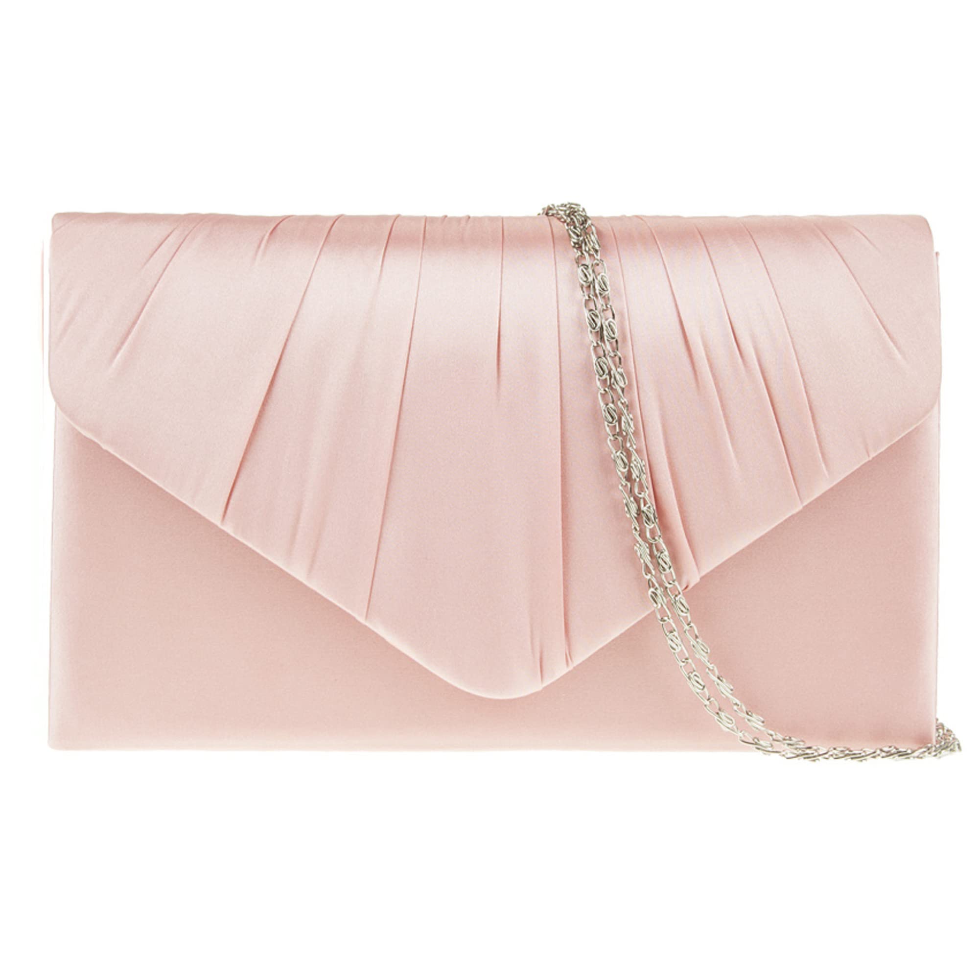 fi9® LADIES SATIN PARTY PROM BRIDAL EVENING CLUTCH HAND BAG PURSE HANDBAG (Dusky Pink)