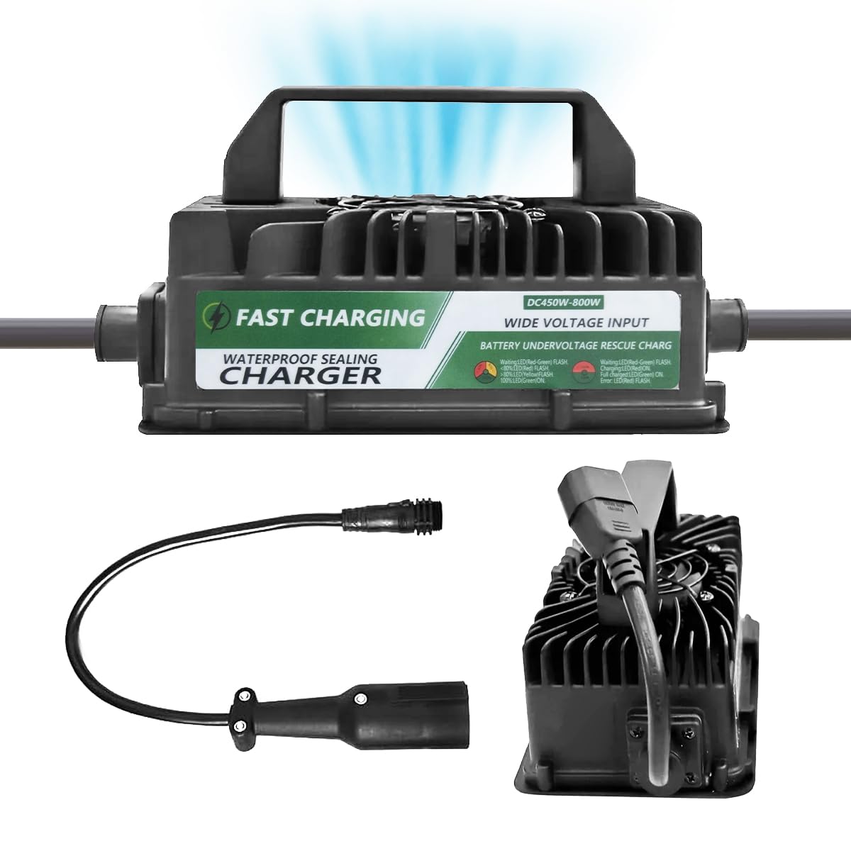 View 1 of 15 AMP 48 Volt Golf Carts Battery Charger for Club Car 3-Pin Round Plug?3-6 Hours Full Charge, 16 FT Cord with Trickle Charge, 48V Golf Cart Battery Charger, Club Car Charger for Lead-Acid Battery