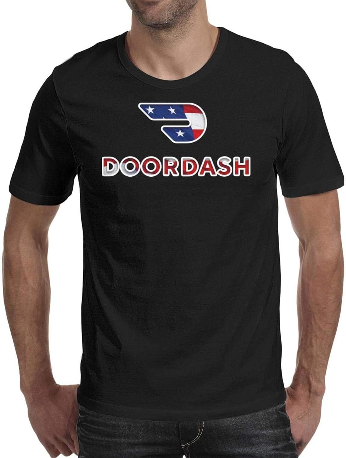 Unicorns Farting Doordash-American-Flag-Distressed- Tshirt for Men