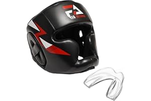 FA-Xtreme Boxing Headgear - Black - Head Gear & Mouth Guard for MMA Kickboxing Karate Taekwondo Muay Thai Sparring & Training - Martial Arts Helmet - Fits Adults Youth Kids 11+