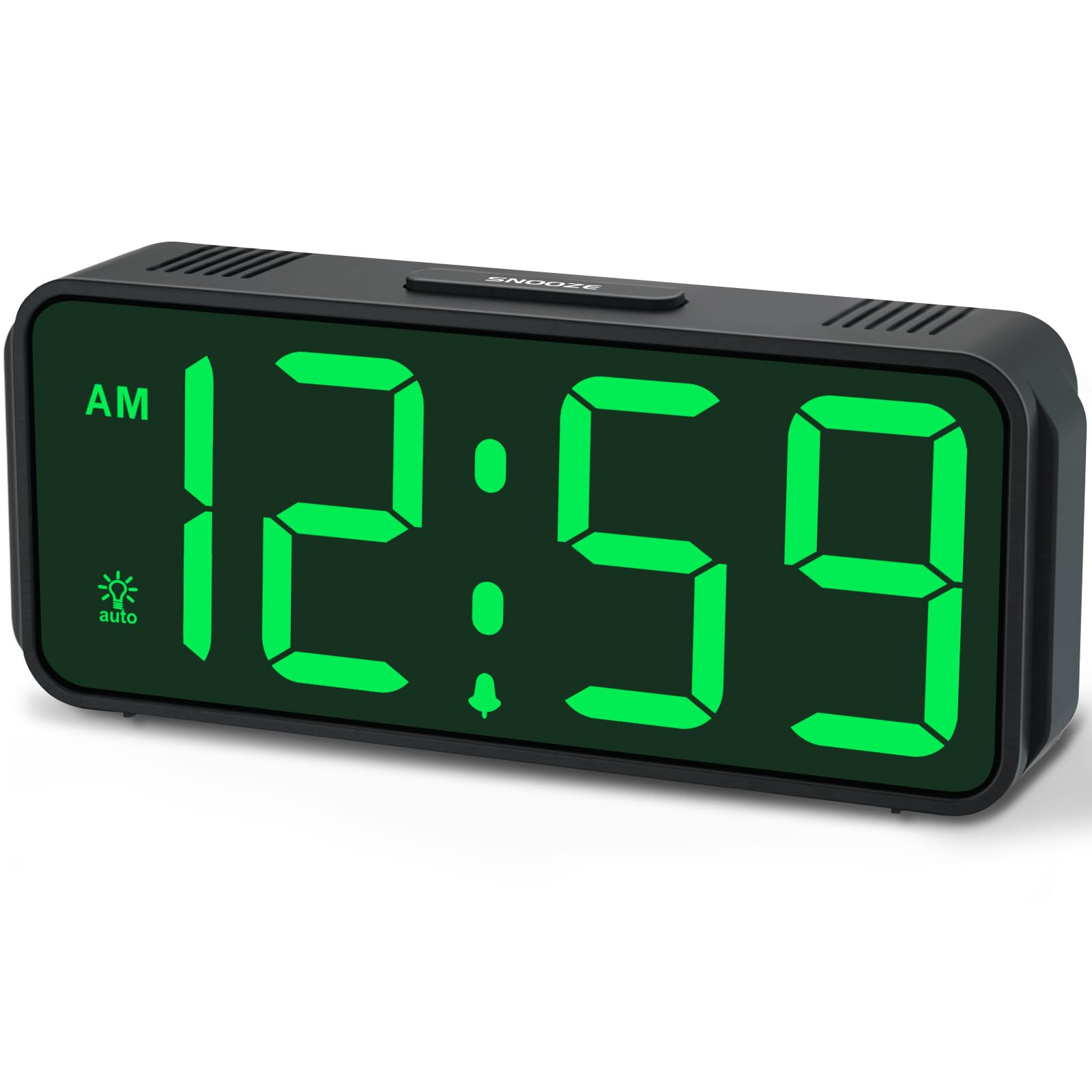 Peakeep Small Battery Powered Digital Alarm Clocks for Bedrooms Bedside, Cordless Tiny Travel Portable Desk Clock, Large Numbers Auto Dimmable, LED Display 4 Dimmers, 5 Alarm Volumes