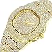FANMIS Luxury Unisex Bling Iced Out Gold Watch Fashion Simulated Diamonds Analog Display Calendar Japanese Quartz Watch