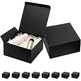Mcfleet 8x8x4 Black Gift Boxes with Lids 10 Pack Groomsmen Proposal Box | Cardboard Craft Small Gift Box for Christmas, Wedding, Graduation, Holiday, Birthday Presents Packaging
