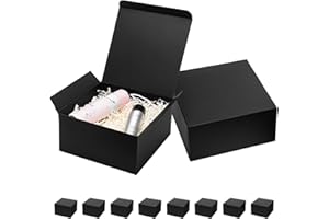 Mcfleet Black Gift Boxes with Lids 8x8x4 Inches 10 Pack Groomsmen Proposal Cardboard Craft Small Gift Box for Christmas, Wedding, Graduation, Holiday, Birthday Presents Packaging