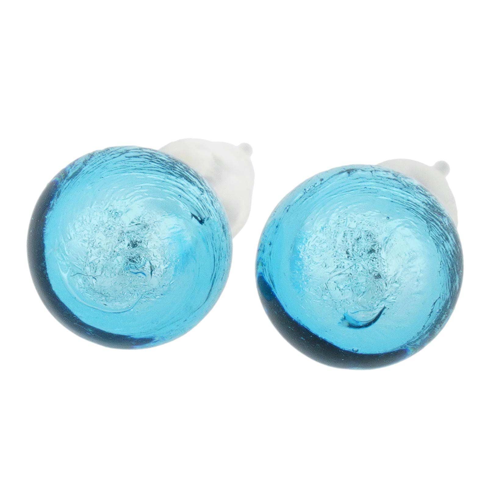 Glass Of Venice Murano Glass Ball Stud Earrings - Light Blue