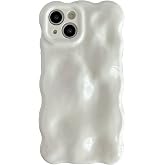 Caseative for iPhone 13 Case, White | Water Ripple Wave Meteorite Bubble Pattern Chrome Plating Electroplated Candy Color Soft
