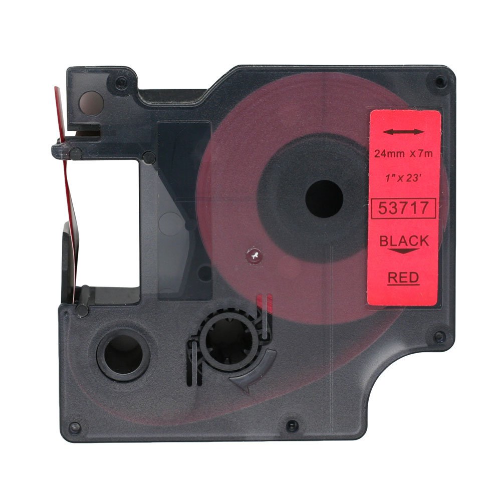 BROVACS 1 Pack Black on Red Label Tape Compatible for DYMO D1 53717 24mm 1" OPA2417