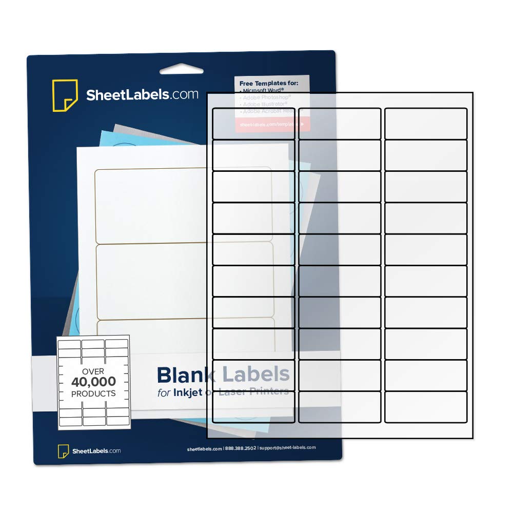 Clear Gloss Address Labels 1 X 2 5 8 Inkjet Or Laser Printable Waterproof Easy To Peel 1500 Labels 50 Sheets
