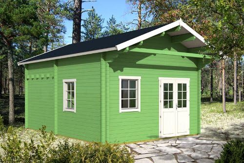 Gartenhaus Gotland G 70 Schlafboden Blockhaus 440x595cm 100cm Vordach 70mm Neu Amazon De Garten