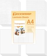 TECKWRAP Laminating Sheets Clear Vinyl Laminate Sheets 28 Sheets A4 210x297mm