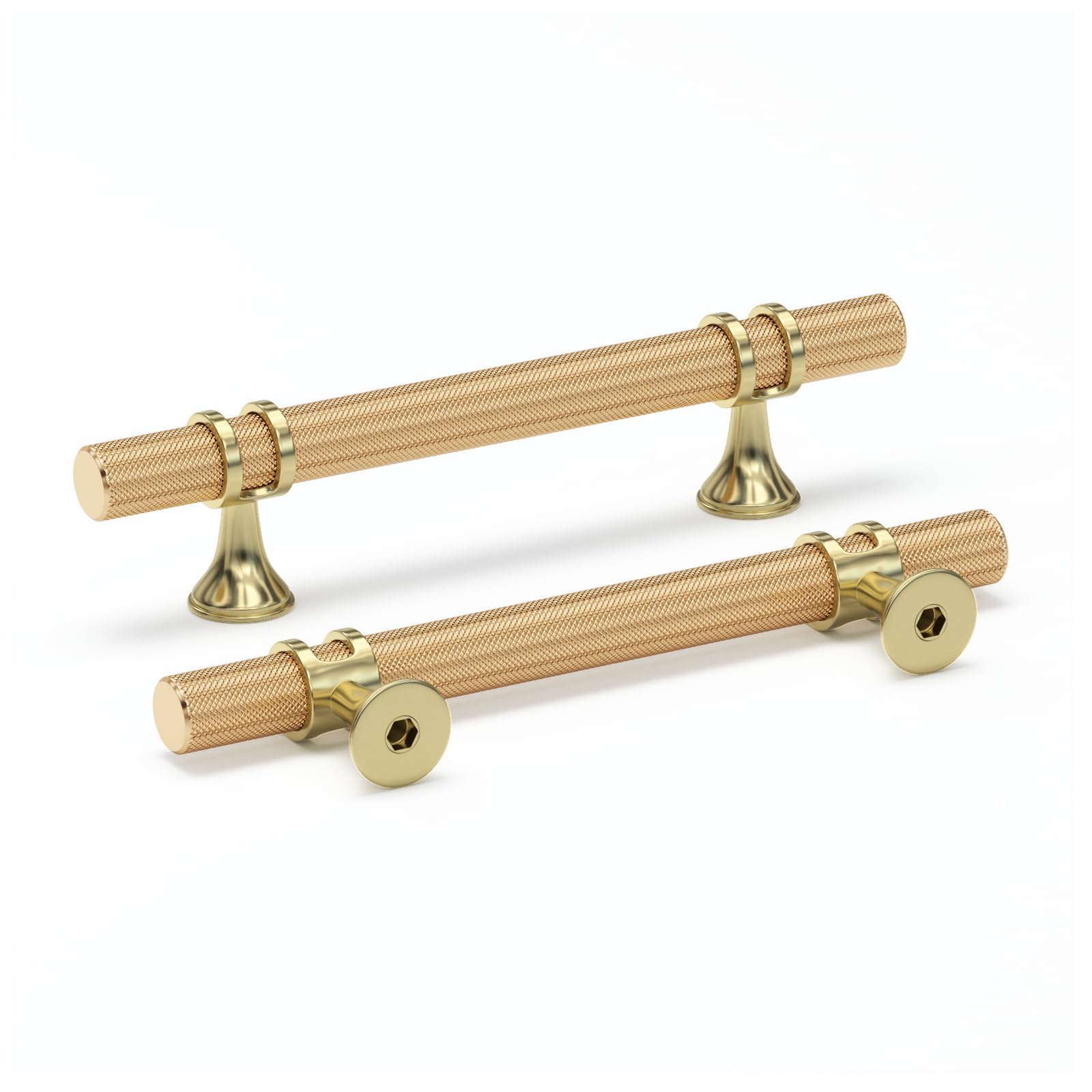 Photo 1 of Haliwu 10 Pack Gold Cabinet Pulls, 4 inch Knurled Cabinet Pulls, Champagne Gold Handles Brushed Brass Handles for Dresser, Kitchen Hardware Drawer Dresser Knobs