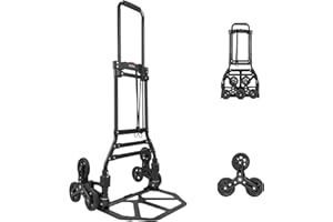 RJTEK【Material upgrading】 Stair Climber Hand Truck and Dolly, 220 Lb Capacity Stair Climbing cart Heavy-Duty Trolley Cart Heavy-Duty Luggage cart Stair Dolly Lightweight with Telescoping Handle Black