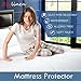 Rajlinen Premium Short Queen Mattress Protector, Waterproof Cooling Fitted Sheet, Fits Up to 16 Inch Deep Pocket, Soft Noiseless Breathable Fabric, Water-Resistant Bed Cover, White Solid