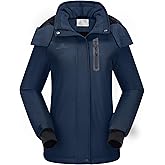 CAMEL CROWN Women's Ski Jacket Waterproof Warm Winter Snow Coat Hooded Mountain Outdoor Windbreaker Windproof Jacket