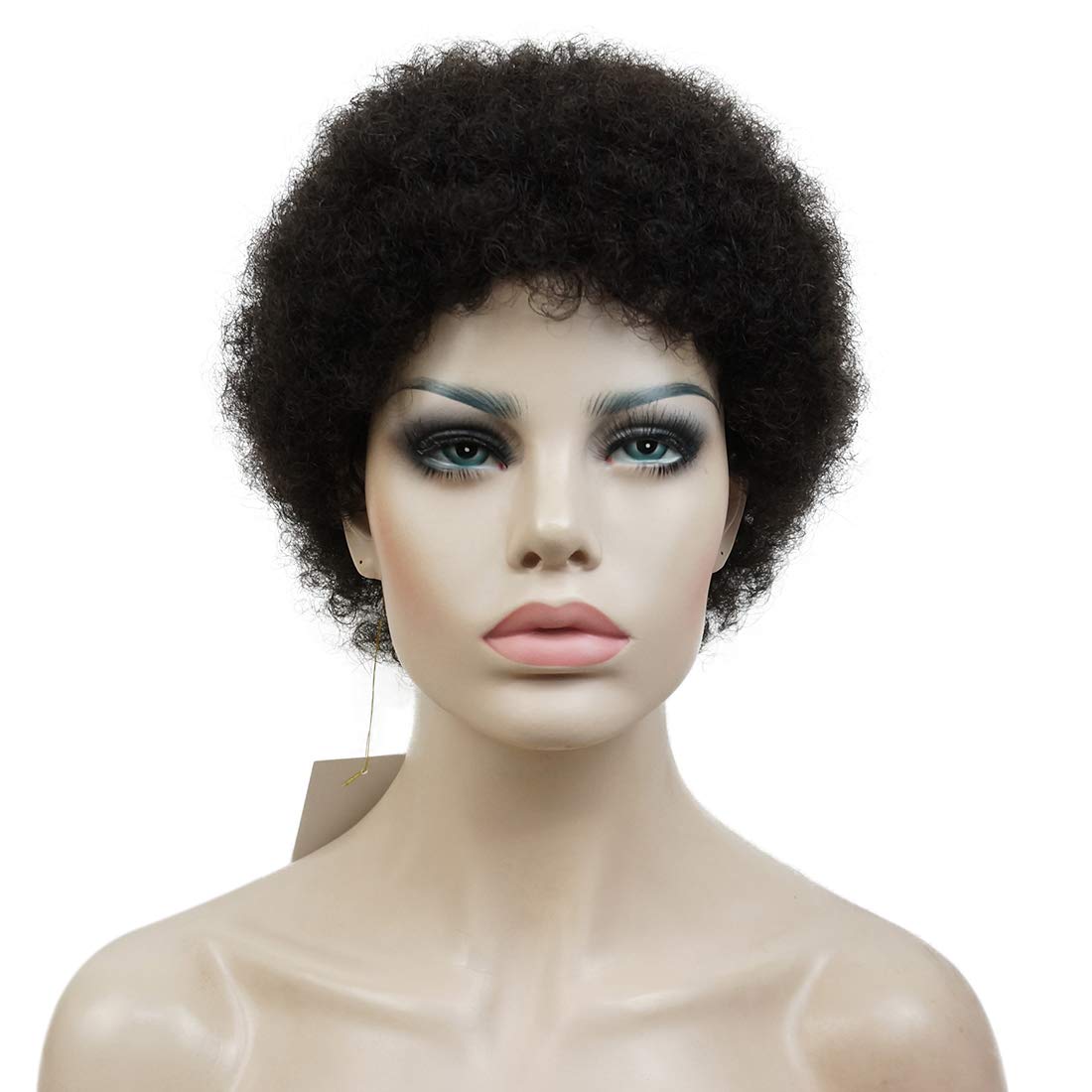 Lydell 100% Human Hair wigs for Black Women Men African American Kinky Curly black Short wig Dark Brown
